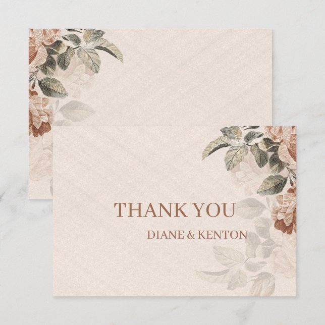 Boho-Botanical-Details-Rustikale-Terrakotta-Dankes RSVP Karte (Vorne/Hinten)