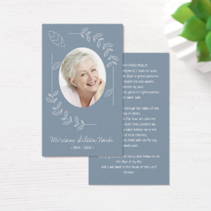 Boho Botanical Dusty Blue Foto Beerdigungskarte