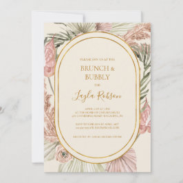 Boho Botanical Dusty Rose Brunch und Brause Dusche Einladung