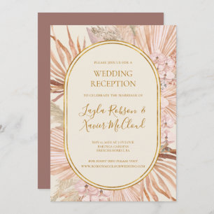 Boho Botanical   Dusty Rose Hochzeitsempfang Einladung