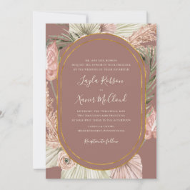 Boho Botanical | Dusty Rose Traditionelle Hochzeit Einladung