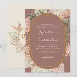 Boho Botanical | Dusty Rose Traditionelle Hochzeit Einladung