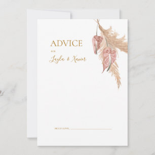 Boho Botanical   Dusty Rose Wedding Advice Card Hinweiskarte