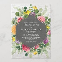 Boho Botanical Floral Geometric Brick Wedding Einladung