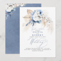 Boho Botanical Floral Modern Dusty Blue Wedding