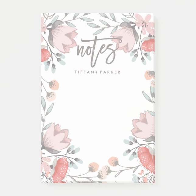 Boho Botanical Floral Notes Post-it Klebezettel (Vorderseite)