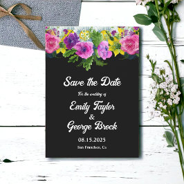 Boho Botanical Garden Black Floral Wedding Save The Date