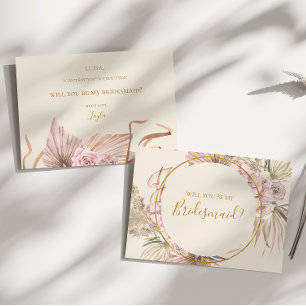 Boho Botanical Ivory Bridesmaid Vorschlag Card Einladung