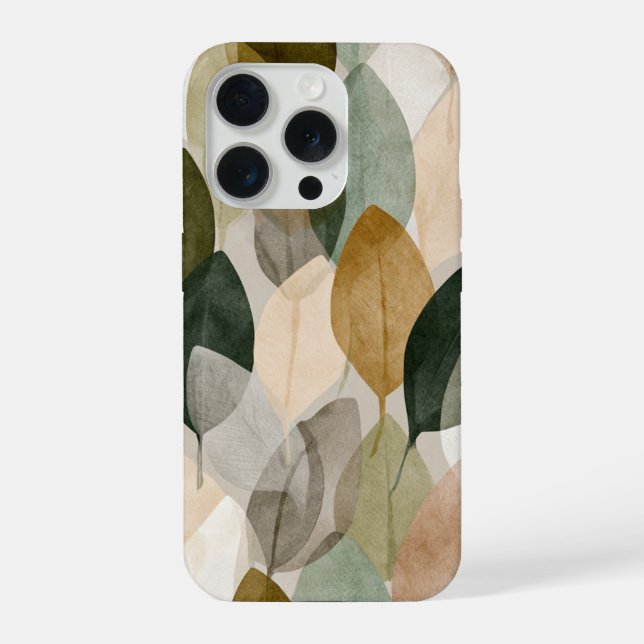 Boho Botanical Leaf Pattern Phone Case Neutral  iPhone Hülle (Rückseite)