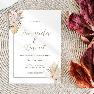 Boho Botanical Leaf Simple Wedding Einladung