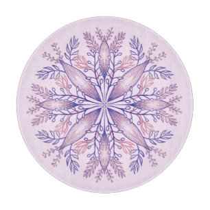 Boho Botanical Lila Fantasy Blume Mandala Schneidebrett