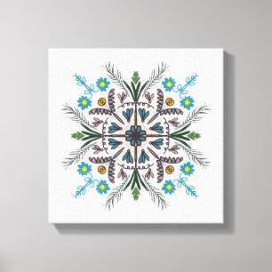 Boho Botanical Mandala Tropische Vegetation Green Leinwanddruck