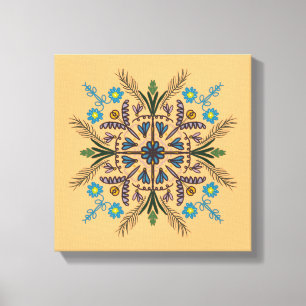 Boho Botanical Mandala Tropische Vegetation Orange Leinwanddruck