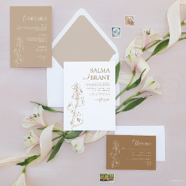 Boho Botanical - Minimalistisch Modernes Blumenmus Einladung