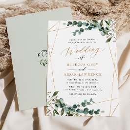 Boho Botanical Modern Greenerity Gold Wedding Einladung