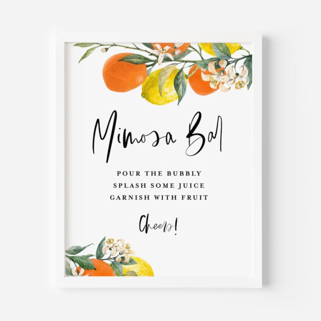 Boho Botanical Orange and Lemon Mimosa Bar Poster (Von Creator hochgeladen)
