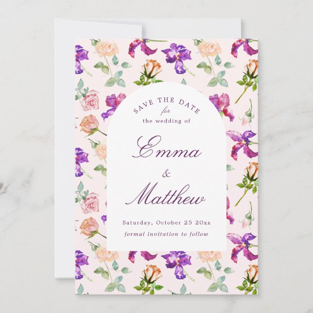 Boho Botanical Romance QR Save The Date (Vorderseite)