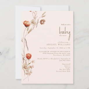 Boho-Botanical-Rosa-Baby-Party  Einladung