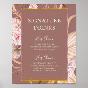 Boho Botanical Signature Drinks für trockene Ros Poster