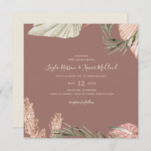 Boho Botanical   Simple Dusty Rose Square Wedding Einladung