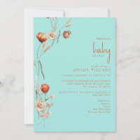 Boho Botanical Turquoise Baby Dusche zentriert