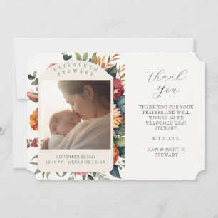 Boho Botanical Vielen Dank Baby Birth Ankündigung