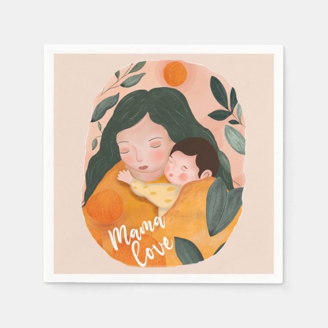 Boho Botanical Watercolor Motherhood Serviette (Vorderseite)