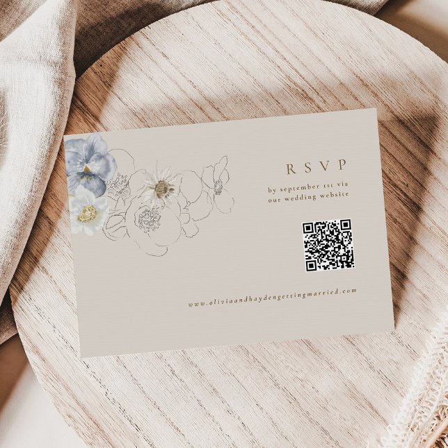 Boho Botanical Wedding RSVP Card mit QR Code Begleitkarte (Von Creator hochgeladen)