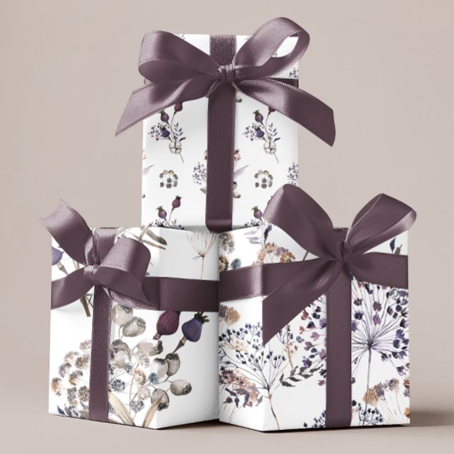 Boho Botanical Wrapping Paper Sheets Geschenkpapier Set (Celebrate someone special with these boho watercolor floral wrapping paper sheets! )