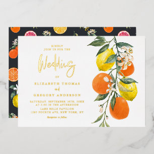 Boho Botanical Zitronen- und Orangen-Girlande Hoch Folieneinladung