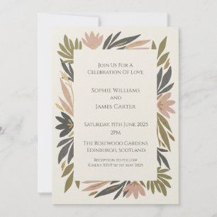 Boho-Botanik-Blatt-Hochzeitseinladung Einladung
