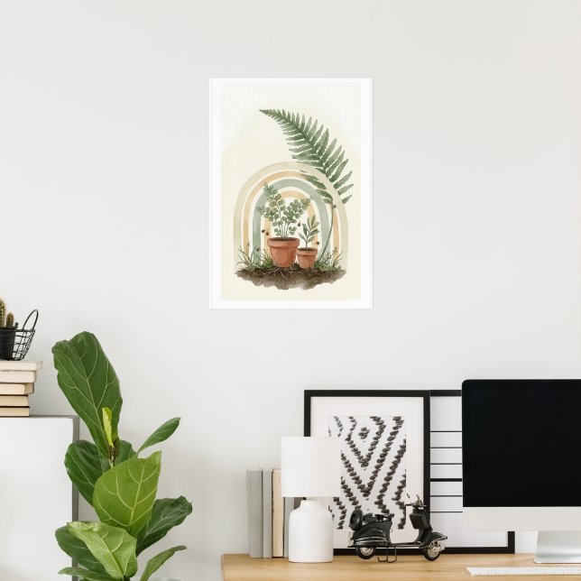 Boho-Botanik-Farn-Regenbogen-Pflanzen-Kunstprint | Poster (Heimbüro)