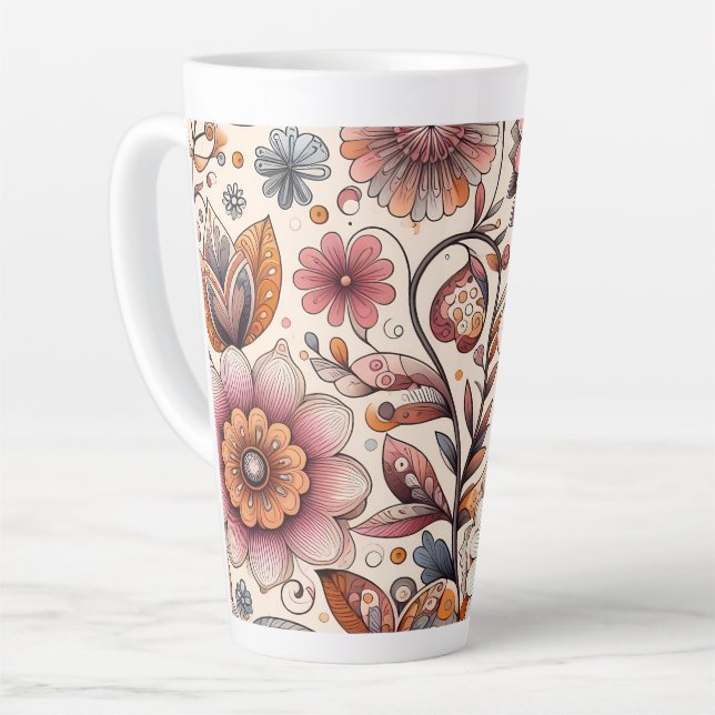 Boho-Botanik-Latte-Mug 12 & 17 oz Milchtasse (Linke Ecke)