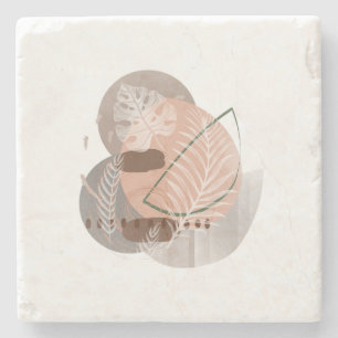 Boho-Botanik-Mid-Century-Neutrales-Hausdekor Steinuntersetzer