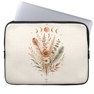 Boho-Botanik-Mondphasen-Laptop-Hülle Wasserfarbe Laptopschutzhülle