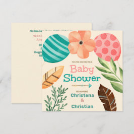 Boho-Botanische Babyparty Einladung