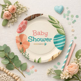 Boho-Botanische Babyparty Pappteller