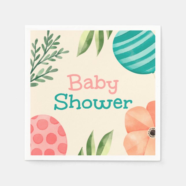 Boho-Botanische Babyparty Serviette (Vorderseite)