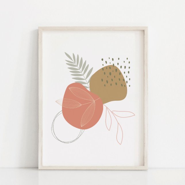 Boho Botanische Blätter gegen Abstrakte Formen Kun Poster (Von Creator hochgeladen)
