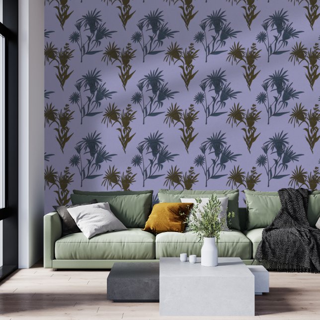 Boho Botanische Blume Muster Blau Tapete (Von Creator hochgeladen)