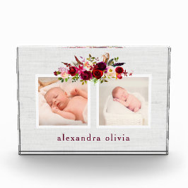 Boho Botanische Blüte mit zwei Fotos auf Soft Grau