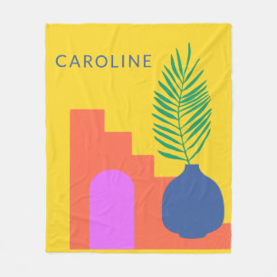 Boho botanische Formen Personalisierter Name Fleecedecke