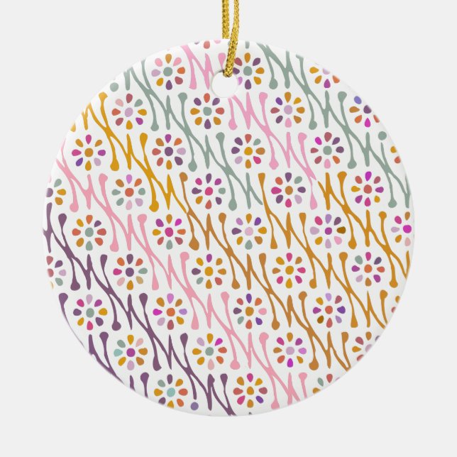 Boho botanische Illustration Muster farbenfroh Keramik Ornament (Vorne)
