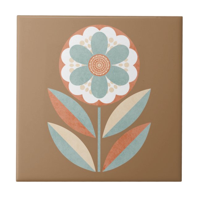 Boho Botanische Keramik Tile Fliese (Vorderseite)
