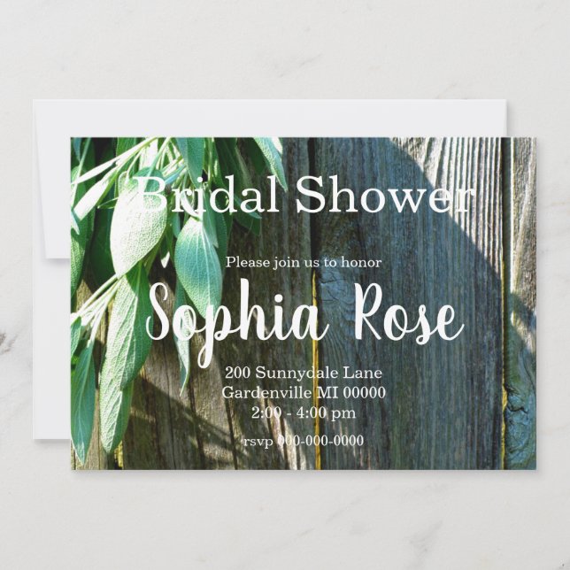 Boho botanische Kräuter verlasse rustikales Barnho Einladung (Vorderseite)