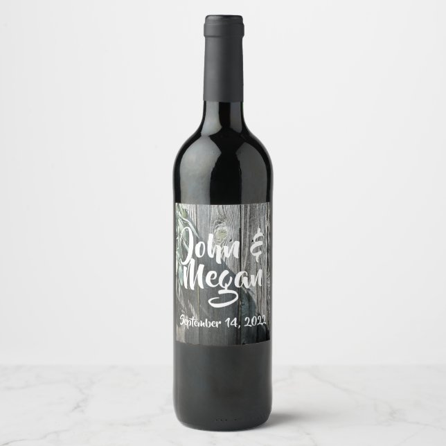 Boho botanische Kräuter verlasse rustikales Barnho Weinetikett (Vorderseite)