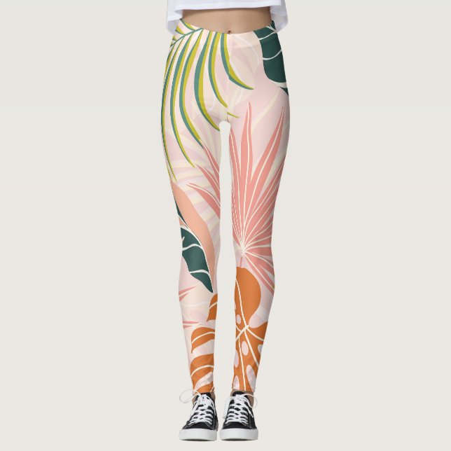 Boho Botanische Kunst: Natur Inspiriert Abstrakt Leggings (Vorderseite)