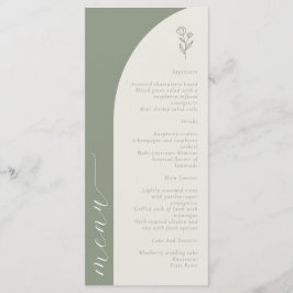 Boho Botanische Monogramm Sage Green Wedding Menükarte
