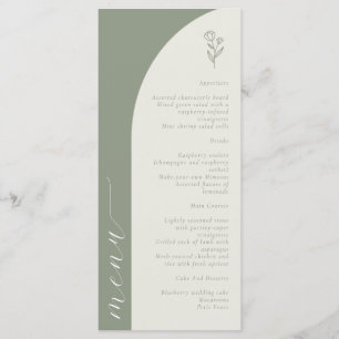 Boho Botanische Monogramm Sage Green Wedding Menükarte