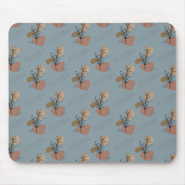 Boho Botanische Muster Mocha Mousse und Akzente Mousepad (Vorne)